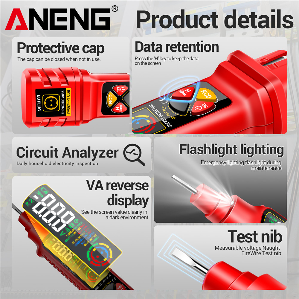 Socket Power Tester ANENG VD80 - Power Tools Voltage recension och pris
